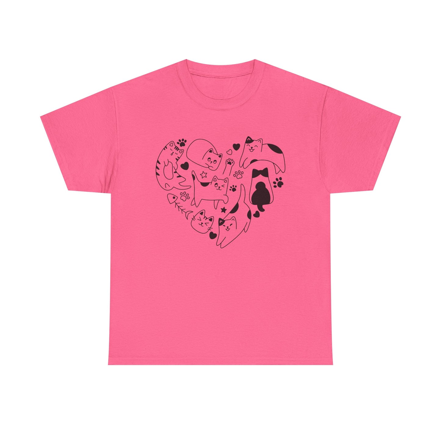 Cat Lover Heavy Cotton Tee | Heart Design | Cute Animal Gifts