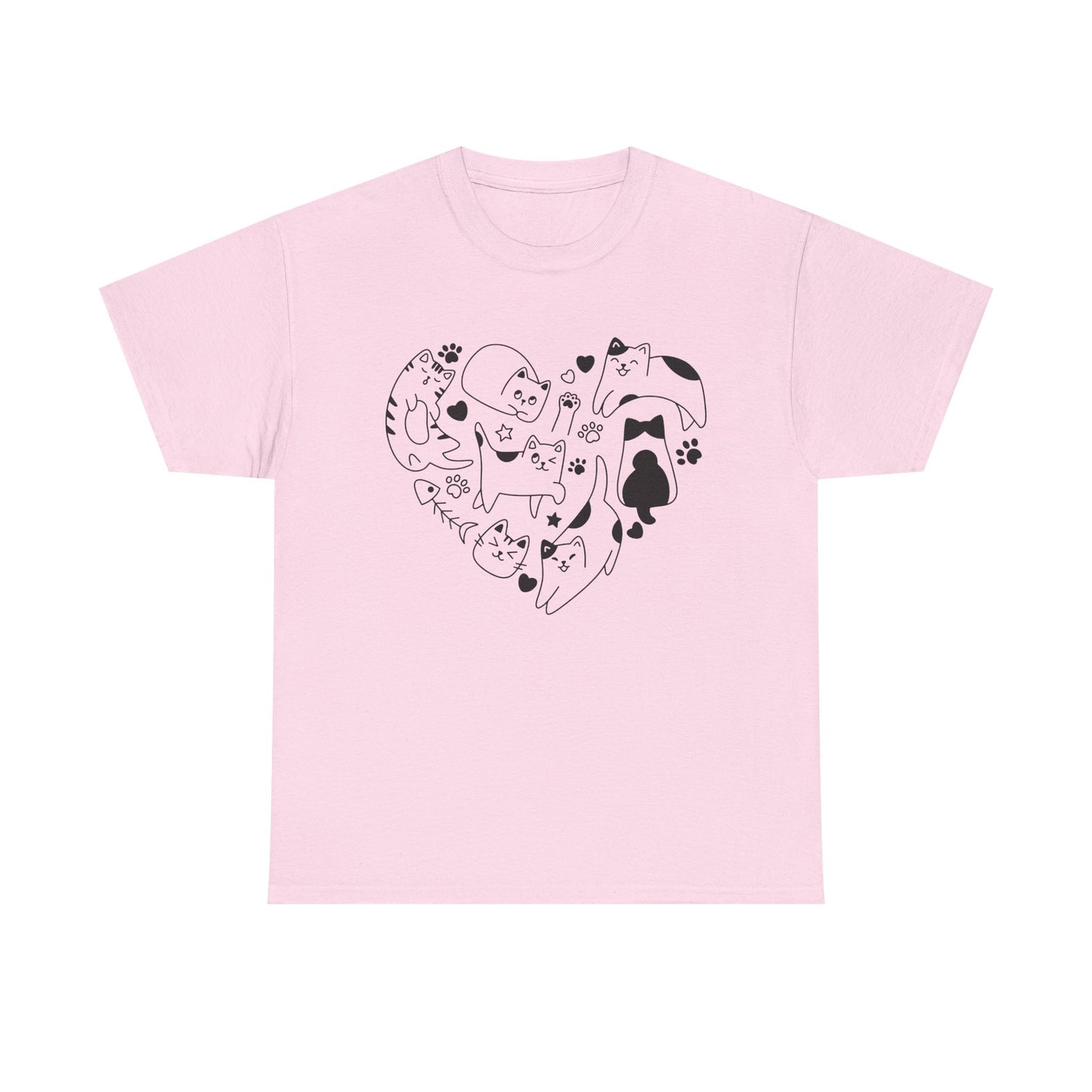 Cat Lover Heavy Cotton Tee | Heart Design | Cute Animal Gifts