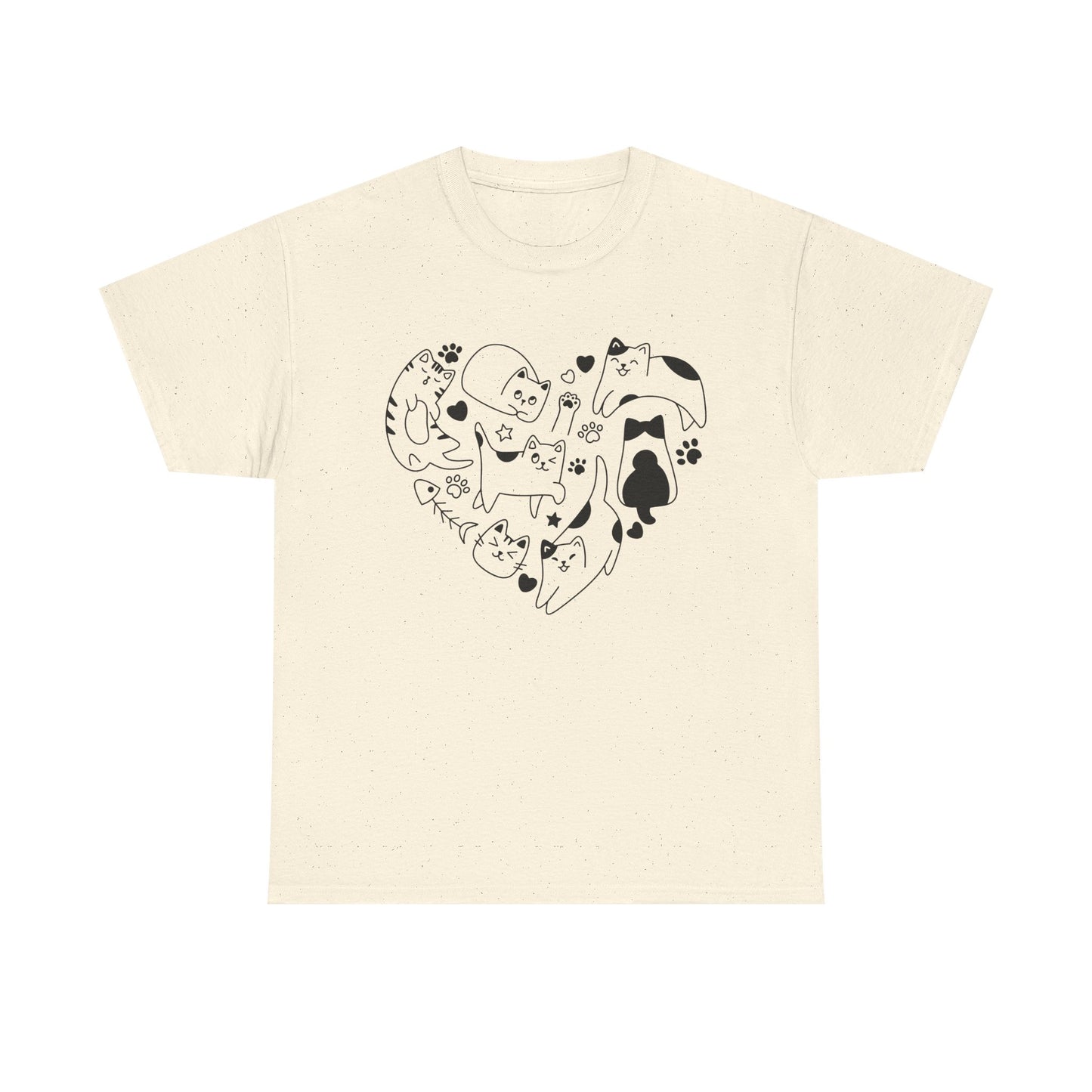 Cat Lover Heavy Cotton Tee | Heart Design | Cute Animal Gifts