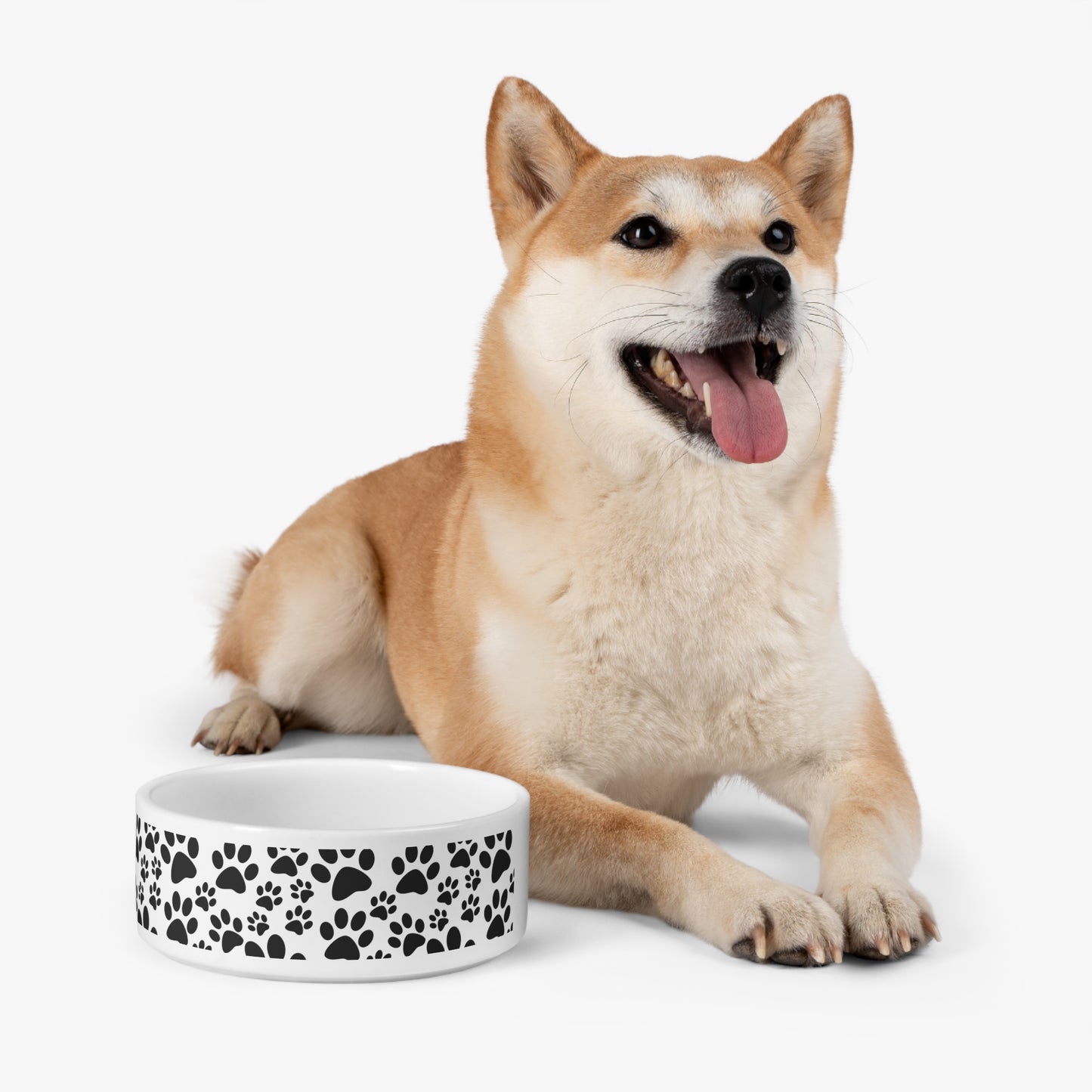 Stylish Black Paw Print Pet Bowl - Perfect for Dog and Cat Lovers