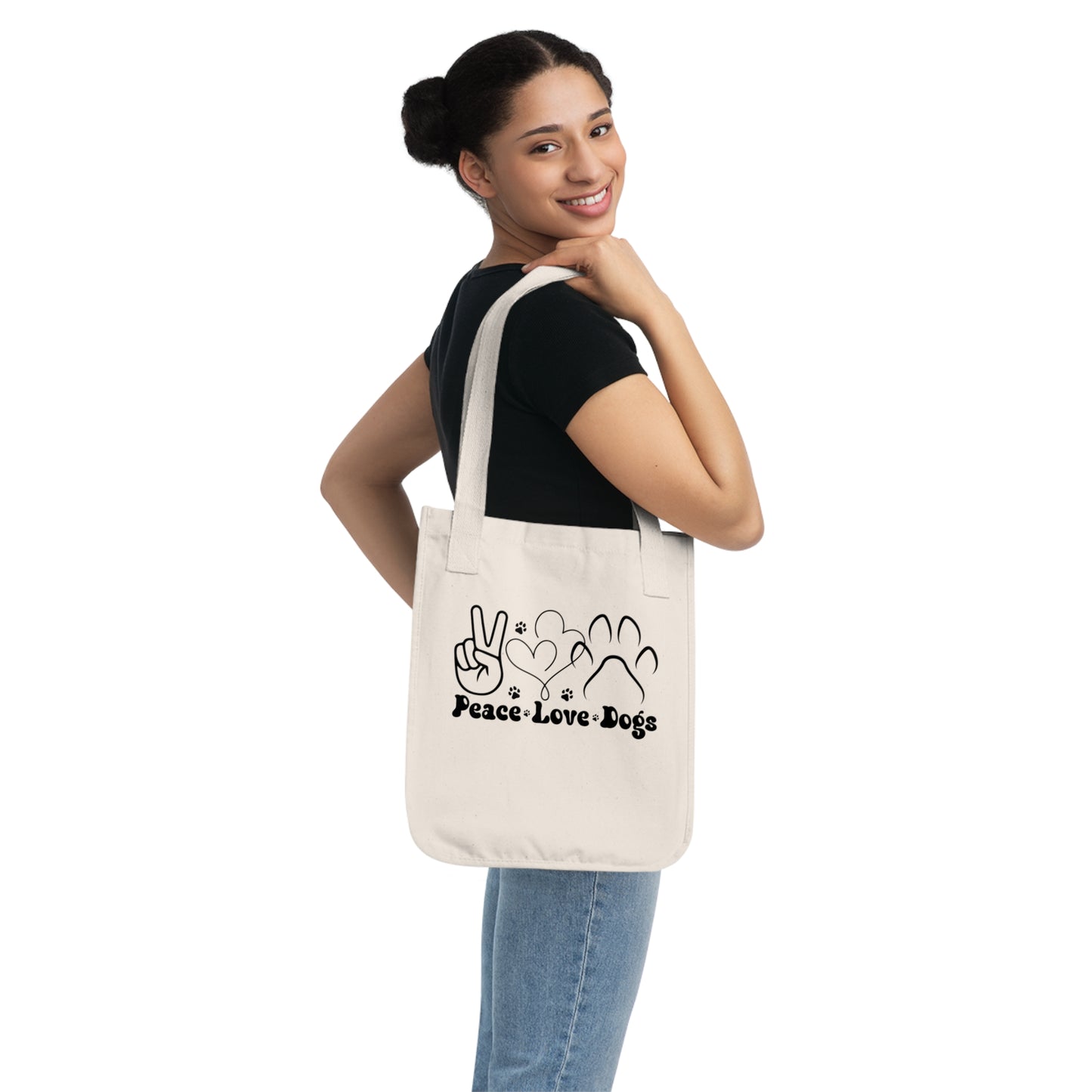Peace Love Dogs Organic Canvas Tote Bag