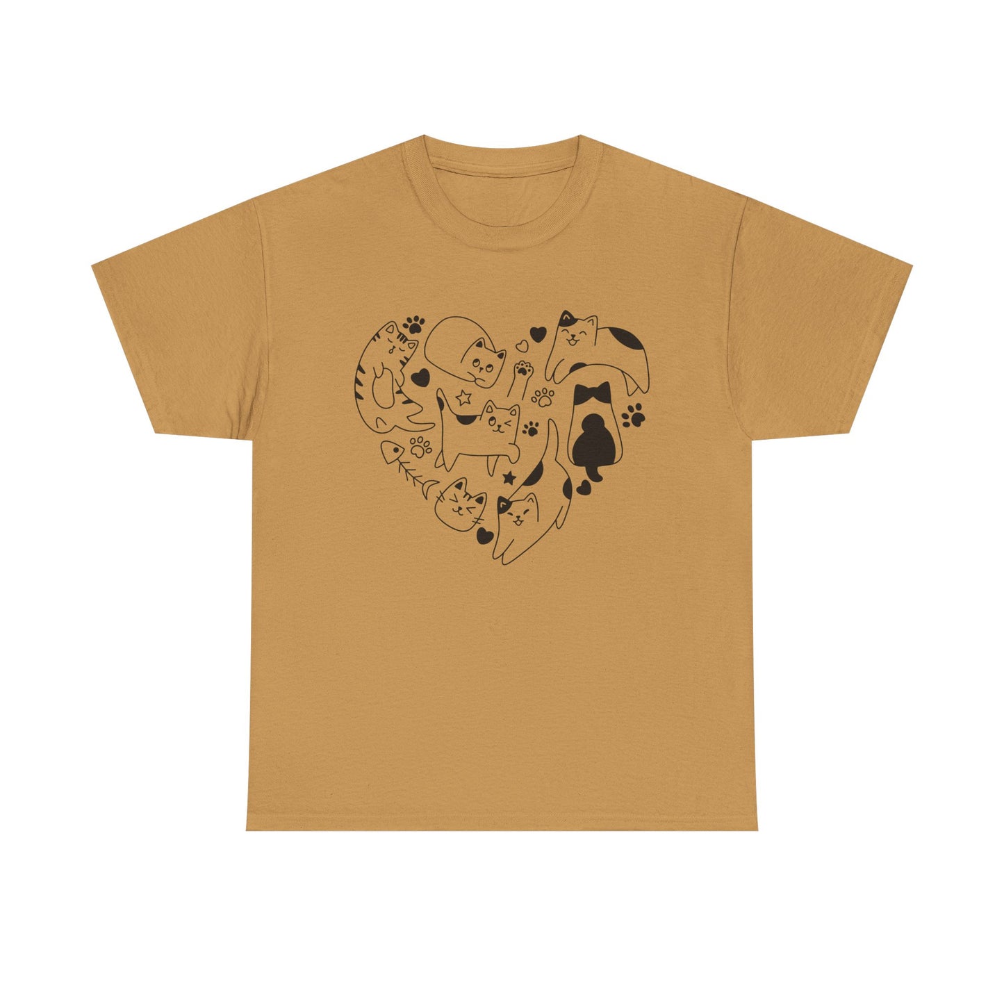 Cat Lover Heavy Cotton Tee | Heart Design | Cute Animal Gifts