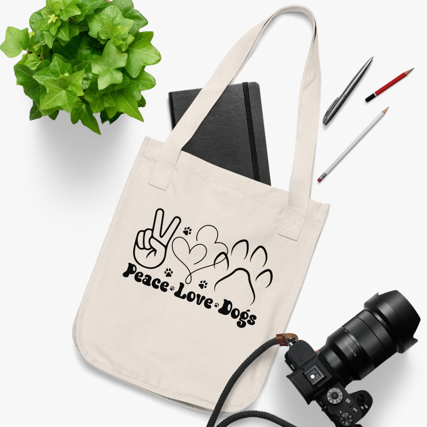 Peace Love Dogs Organic Canvas Tote Bag