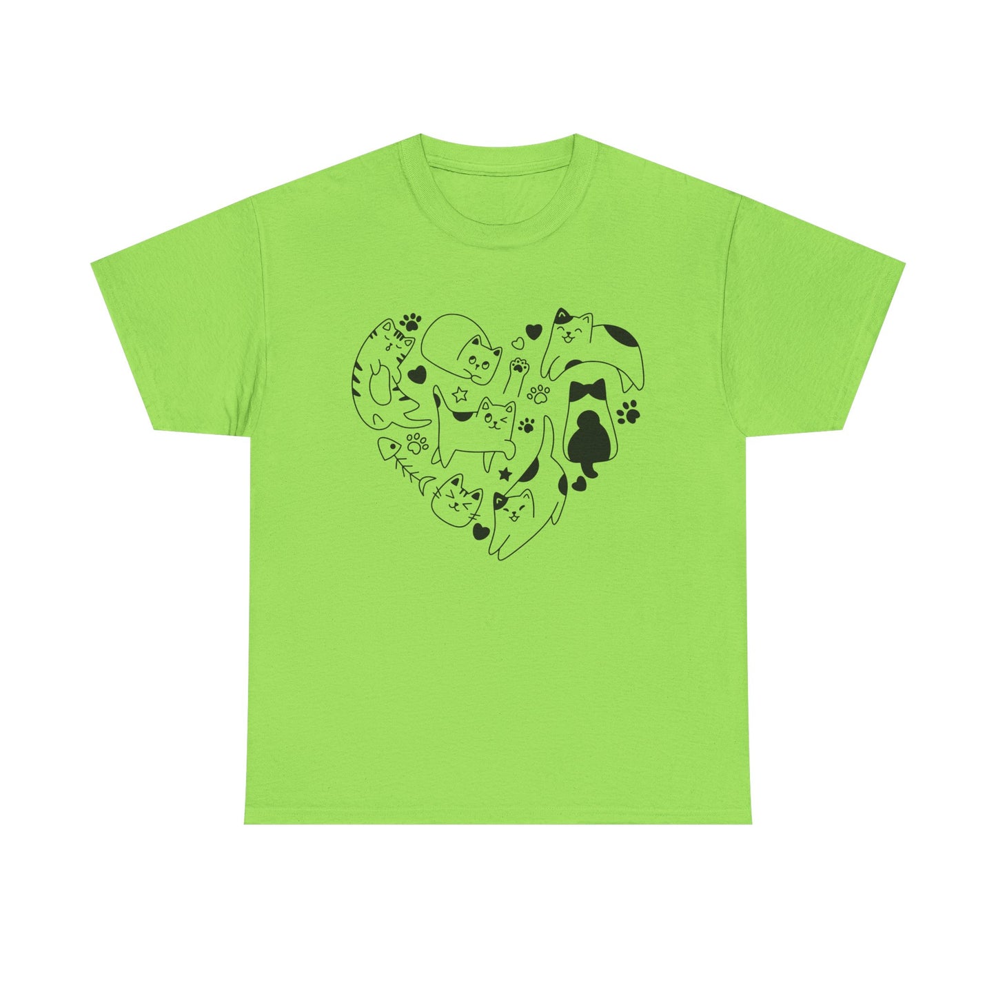 Cat Lover Heavy Cotton Tee | Heart Design | Cute Animal Gifts