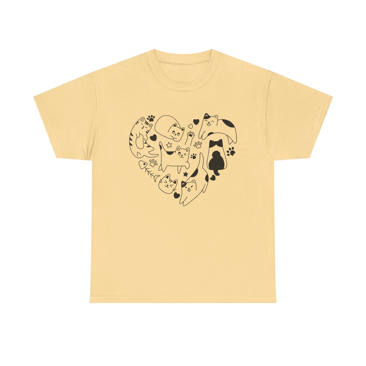 Cat Lover Heavy Cotton Tee | Heart Design | Cute Animal Gifts