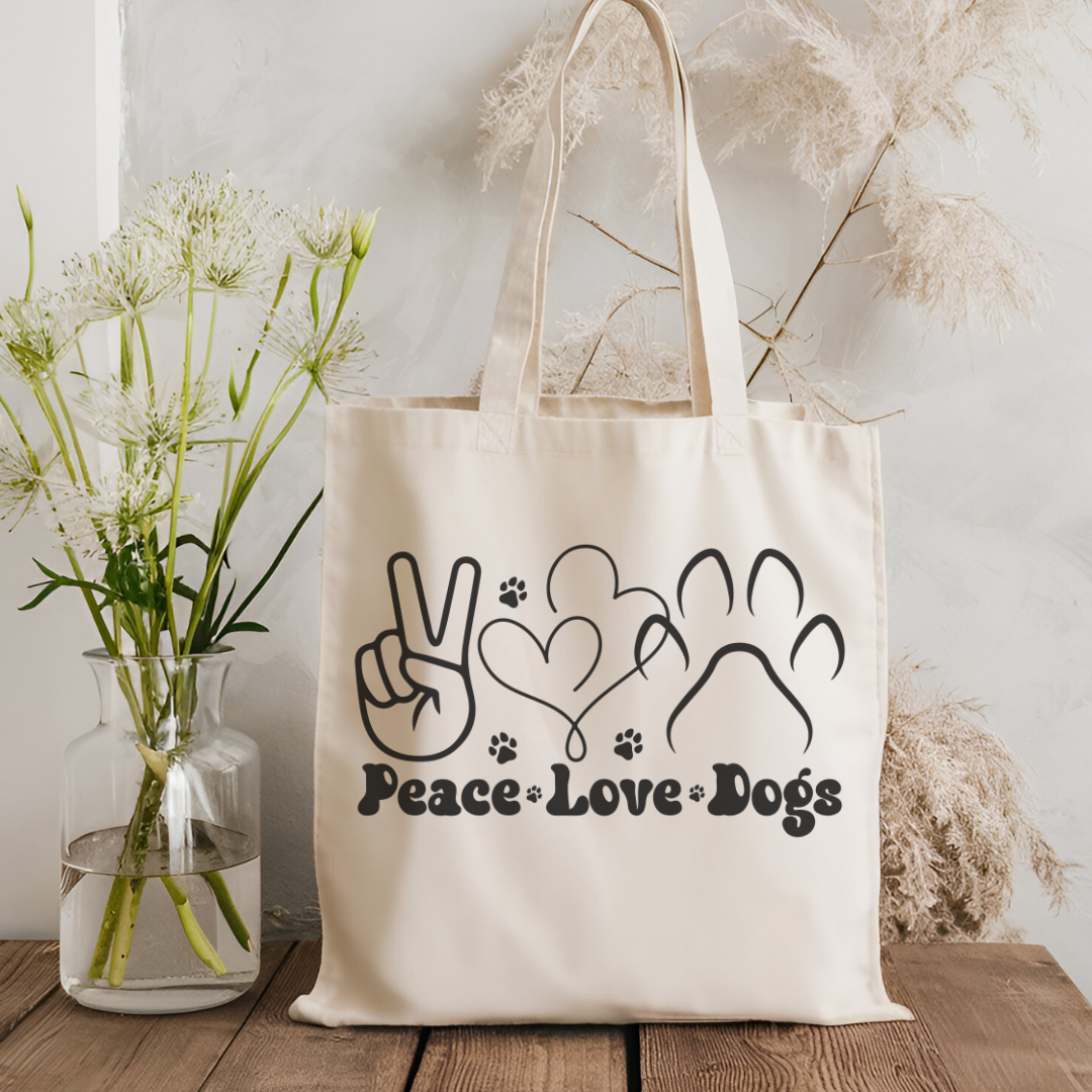 Peace Love Dogs Organic Canvas Tote Bag