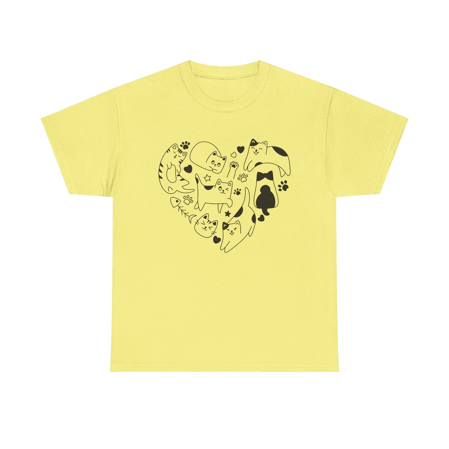 Cat Lover Heavy Cotton Tee | Heart Design | Cute Animal Gifts