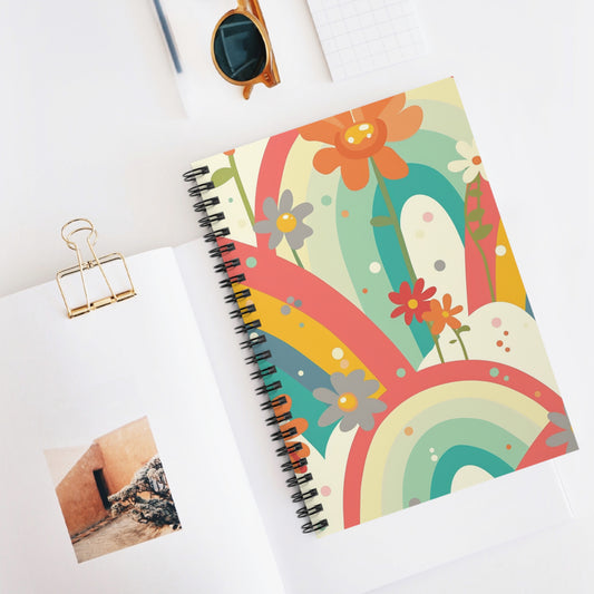 Vibrant Floral Spiral Notebook - Ruled Line for Creative Notes & Journaling