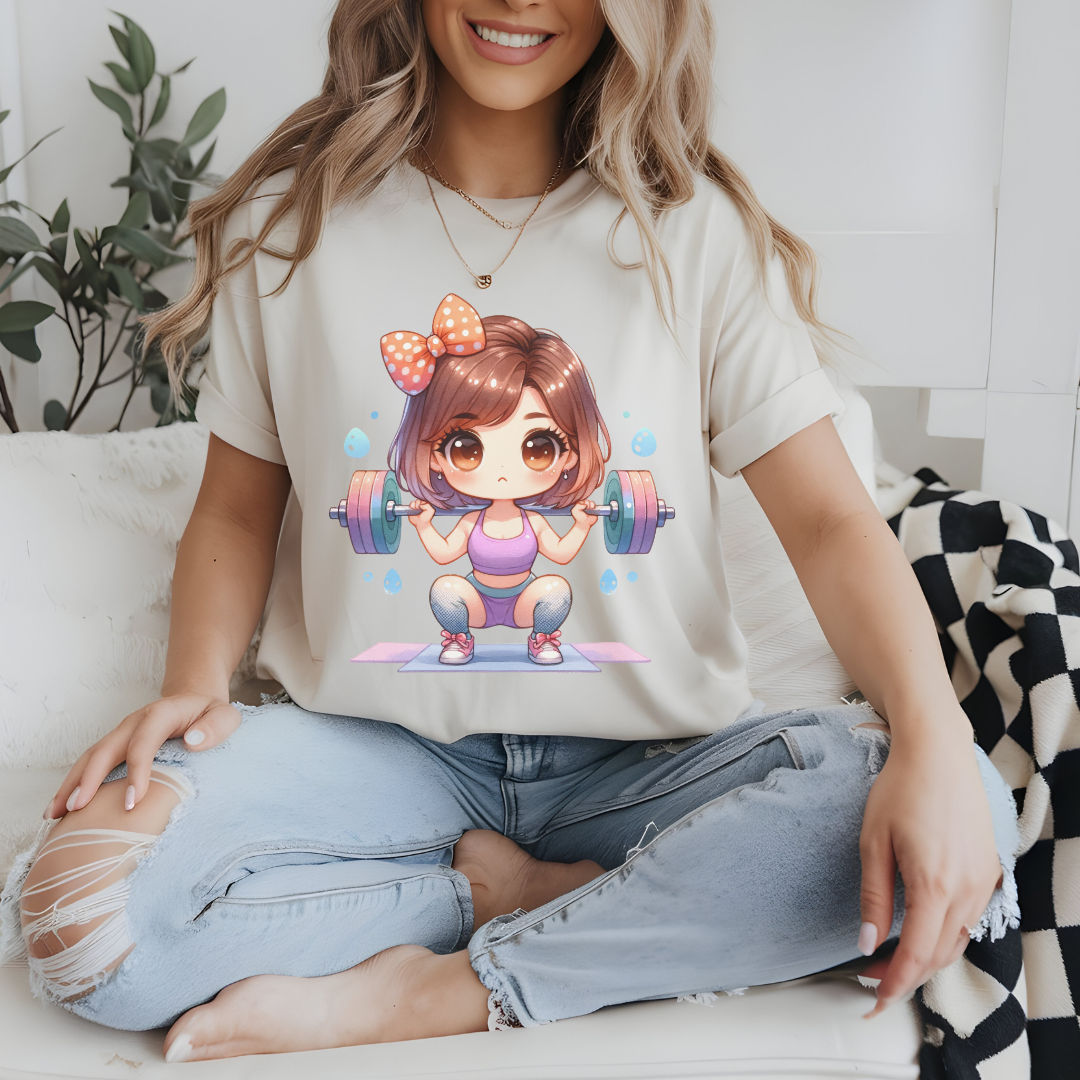Cute Weightlifting Heavy Cotton Tee - Fitness & Motivation Shirt