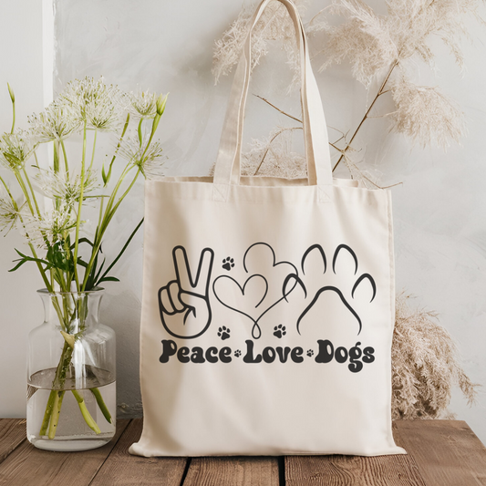 Peace Love Dogs Organic Canvas Tote Bag